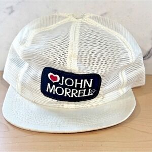 Vintage K-Brand John Morrell Trucker Hat White Snapback USA Made Patch Cap